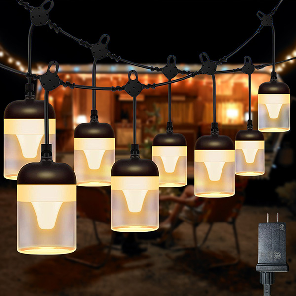 暖白色庭院灯串